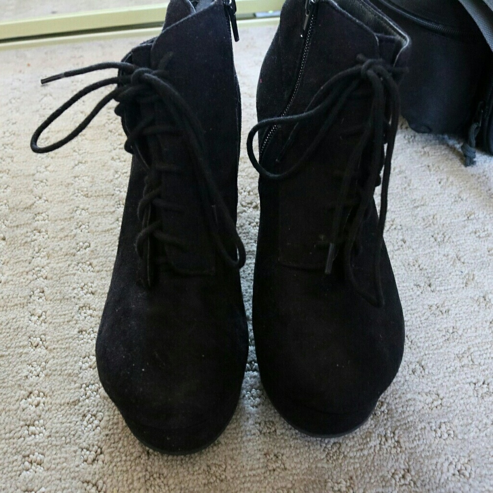 Black Platform Wedge Heels